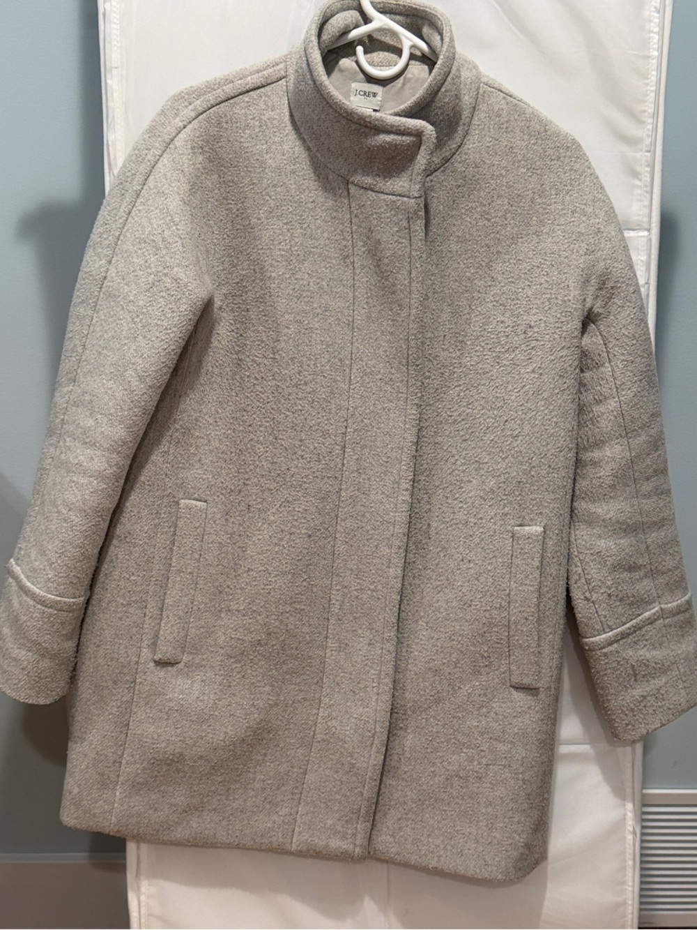 J. Crew Light Gray Wool-Blend Stand Collar Pea Coat
